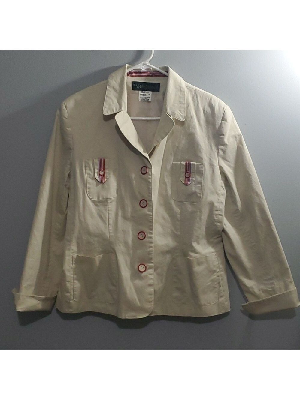 UKRAINE Ukrainian Harve Benard jacket women's sz 14 cream lined‎ Made in Ukraine
